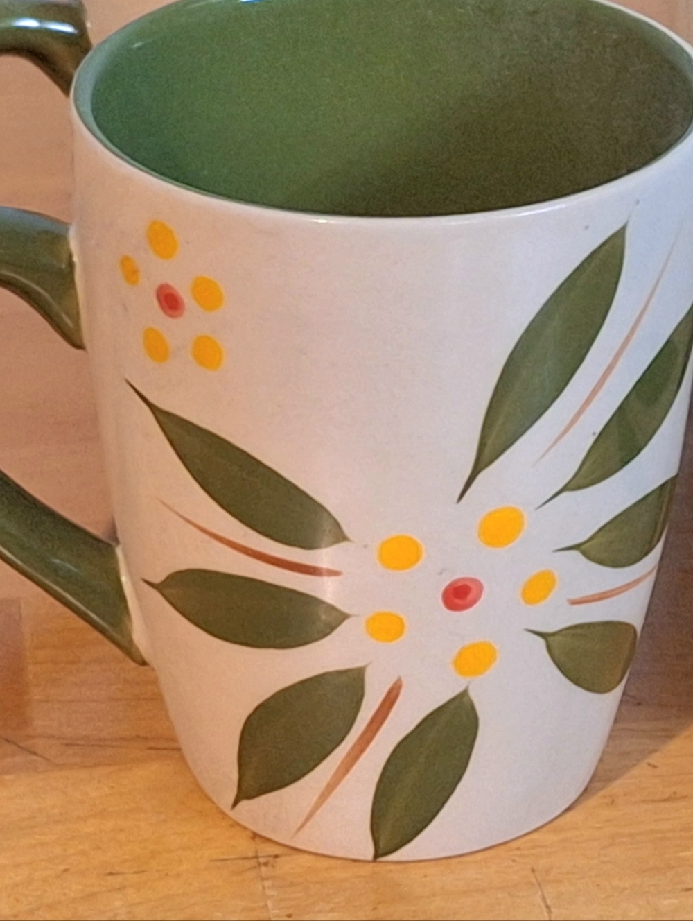 🍵🫖☕️ Temp-Tations | Mug(s) with Olive Green Handle and Yellow & Red Accents